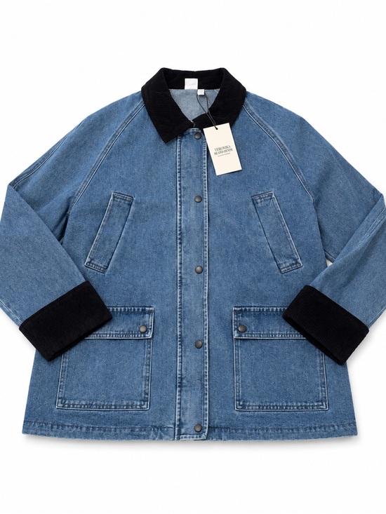 Vero Moda Jackets & Blazers - Vero Moda Blue Denim Jacket with Black Corduroy Collar and Cuffs